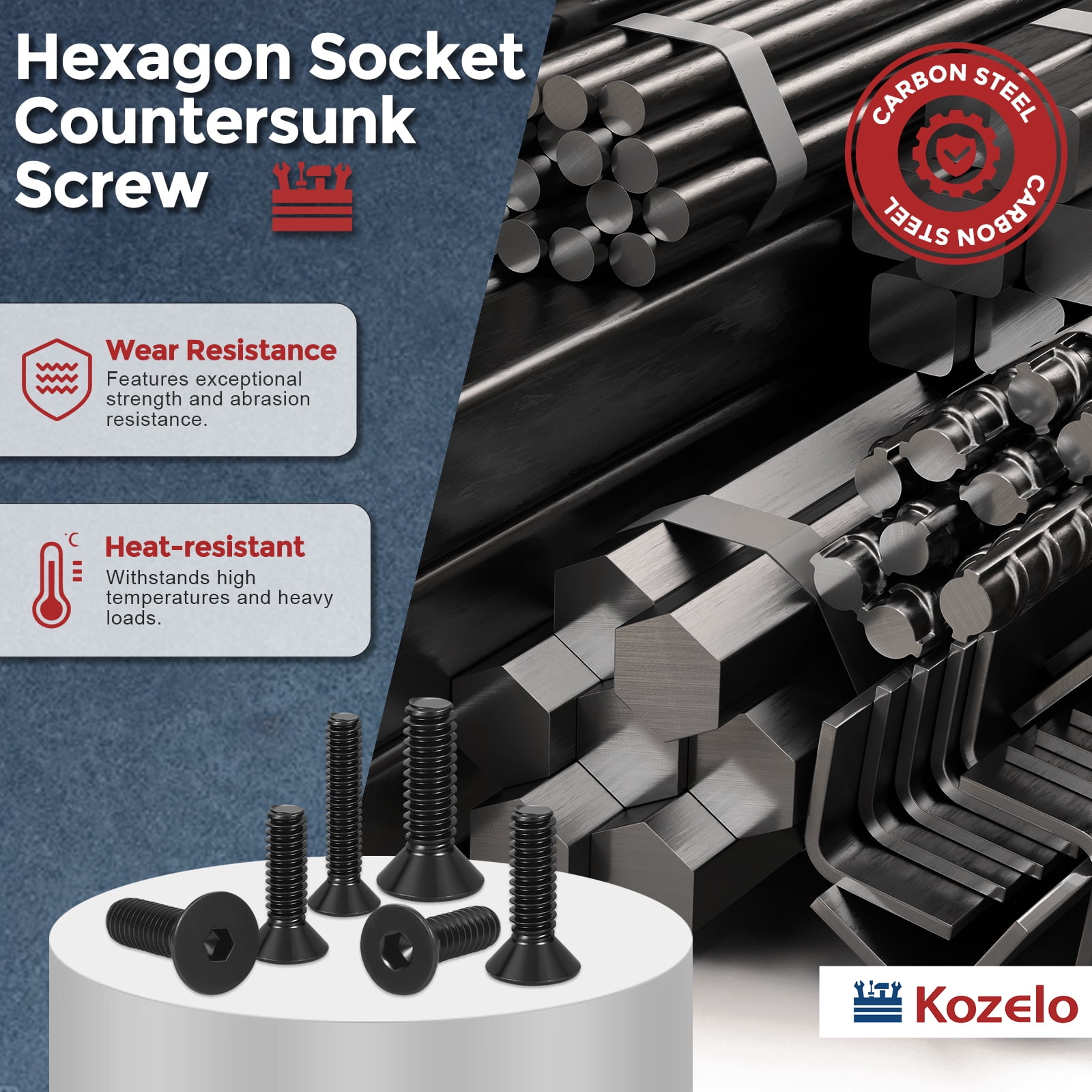 Uxcell 450 Pcs Flat Socket Cap Screws - [M4x0.7x6/8/10/12/16/20/25/30/35/40], Carbon Steel Countersunk Bolt, Black, for Automotive, Furniture Repair, Industrial Equipment Fixes