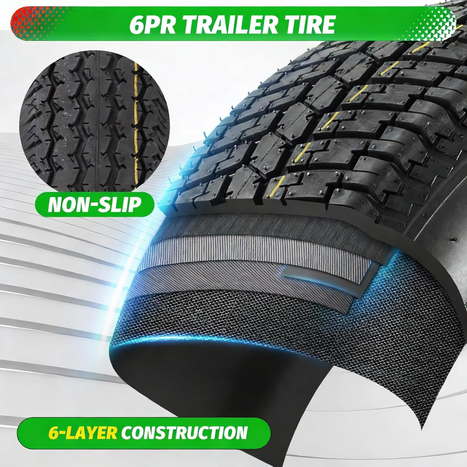 2 Pack ST175/80D13 Trailer Tire and Wheel 5 Lug on 4.5 In Load Range C 1360 lbs Capacity 13 In Rim