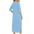 thumbnail image 4 of fheaev House Coat Or Duster Or Bathrobe For Woman Robes Zipper Robe 3/4 Sleeve Nightgown Sleepwear Duster Housecoats Knee Length Nightgown With Pockets Loose Pajamas, 4 of 5