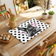 thumbnail image 4 of Easter Bunny Placemats Set of 4, Cute Gray Rabbit Pink Heart Farm Country Black Polka Dots Heat Insulated Linen Place Mats, Washable Stain-Proof Table Mats for Dining Table Holiday Decor 13x19 Inches, 4 of 9