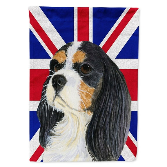 Carolines Treasures LH9476CHF Cavalier Spaniel with English Union Jack British Flag House Flag House Size multicolor
