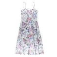 thumbnail image 5 of Franhais Women Sling Dress, Spaghetti Straps Low-cut Flower Print Summer Midi Dress for Party Vacation, 5 of 9