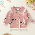 thumbnail image 3 of Younger Tree Baby Girl Cardigan Sweaters Long Sleeve Button Closure Knitted Cable Cardigan Coat for 0-6 Months, 3 of 7