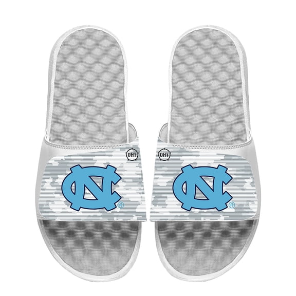 Men's ISlide White North Carolina Tar Heels Camo Slide Sandals