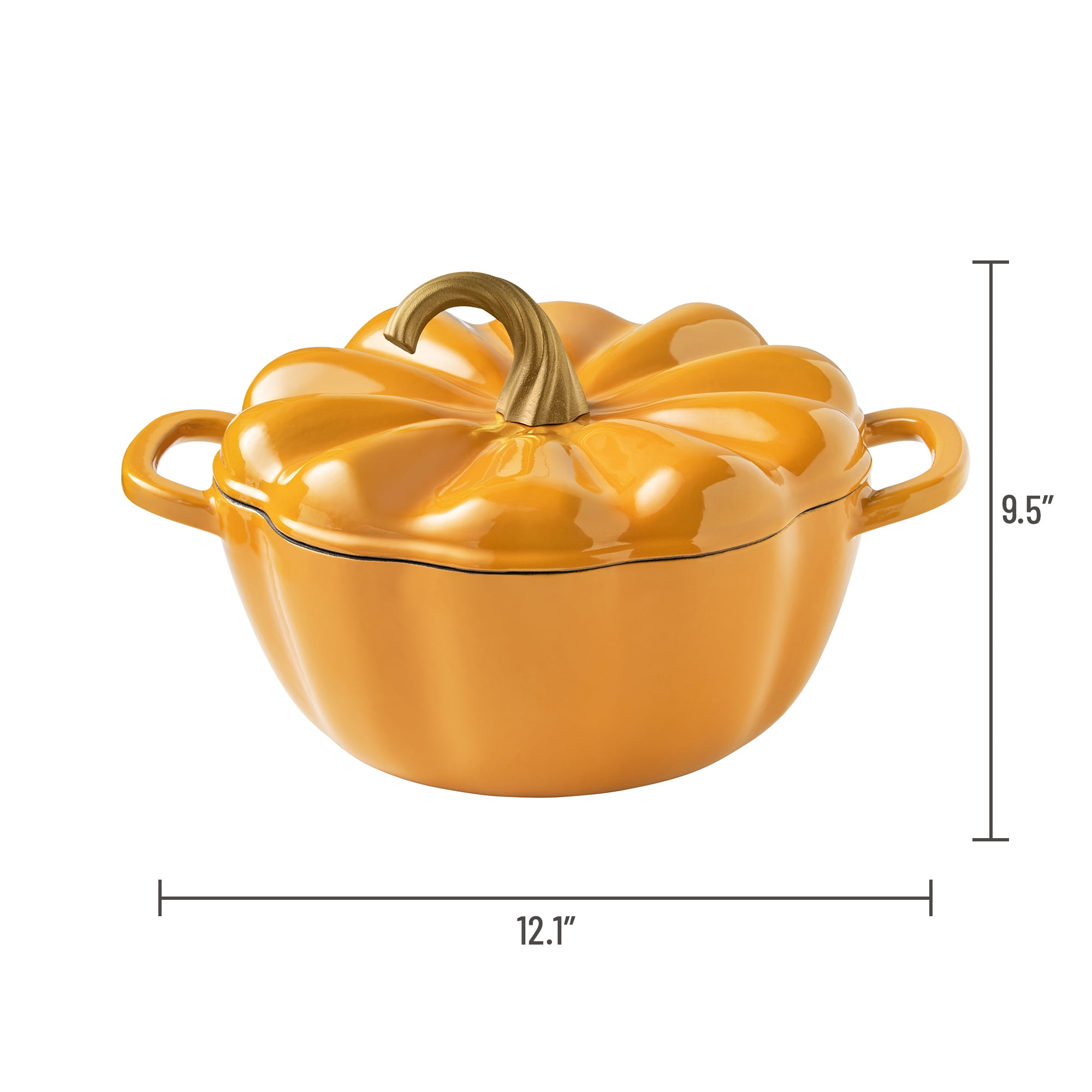 The Pioneer Woman 3.5-Quart Pumpkin Enameled Cast Iron Dutch Oven, Ochre