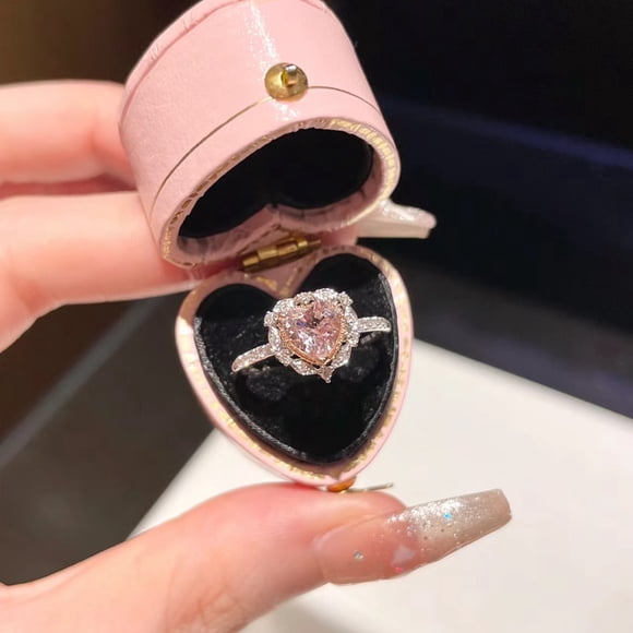 Especial para collar de anillo de amor de laurel, plata esterlina, separación de color oro rosa, anillo de diamante femenino para dedo