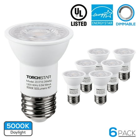 Torchstar 6 Pack Led Recessed Light Bulbs Dimmable Par16 5w Flood 5000k Daylight Torchstar 6 Pack Led Recessed Light Bulbs Dimmable Par16 5w Flood 5000k Daylight