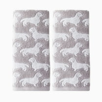 SKL Home Saturday Knight Ltd Dog Woven Puppy Design Soft And Absorbent Hand Towel - 16x26", Gray