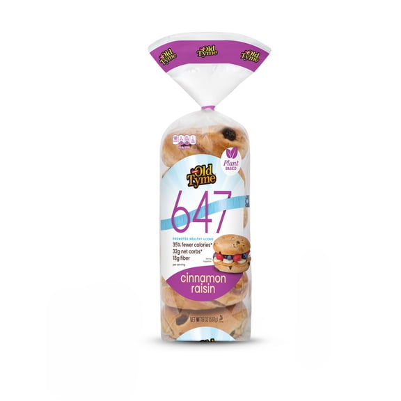 Schmidt Old Tyme 647 Cinnamon Raisin Bagels - 19 oz, Low Fat, High Fiber, Soft Texture