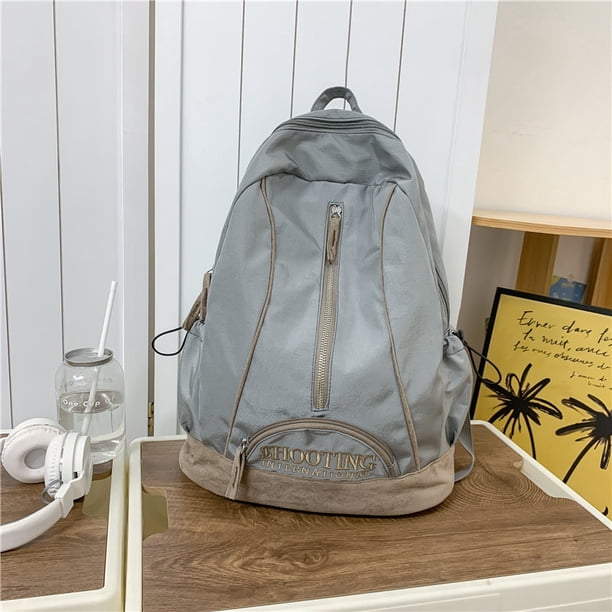 Mochila de moda de gran capacidad, versátil, mochila de nailon para estudiantes (gris) Ndcxsfigh Para Estrenar