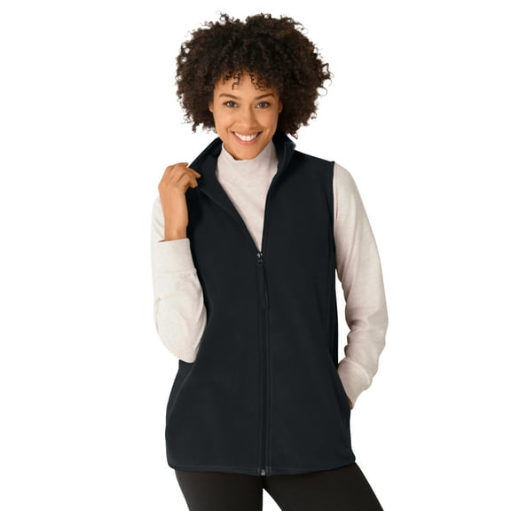 Woman Within Plus Size Zip-Front Microfleece Vest Long Fleece Vest