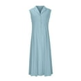 thumbnail image 4 of Vestido informal para mujer: largo con botones, cuello elegante, cómodo para el verano, lavable a máquina, 4 of 5