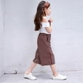 thumbnail image 5 of Toddler Kid Girl Clothes Bow Short Sleeve Top Off Shoulder Shirt High Waisted Shorts Baby Girl Summer Outfit 8-9 Years, 5 of 6