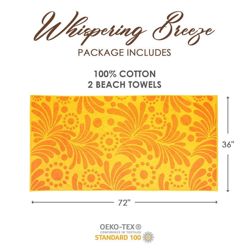 Evimpex 100%-Cotton 2pcs/SET Beach & Pool Towels - Large Cotton Towels for Pool, Beach, Bath, Gym & More - Soft, Absorbent & Oversized Beach Towels 36” x 72”