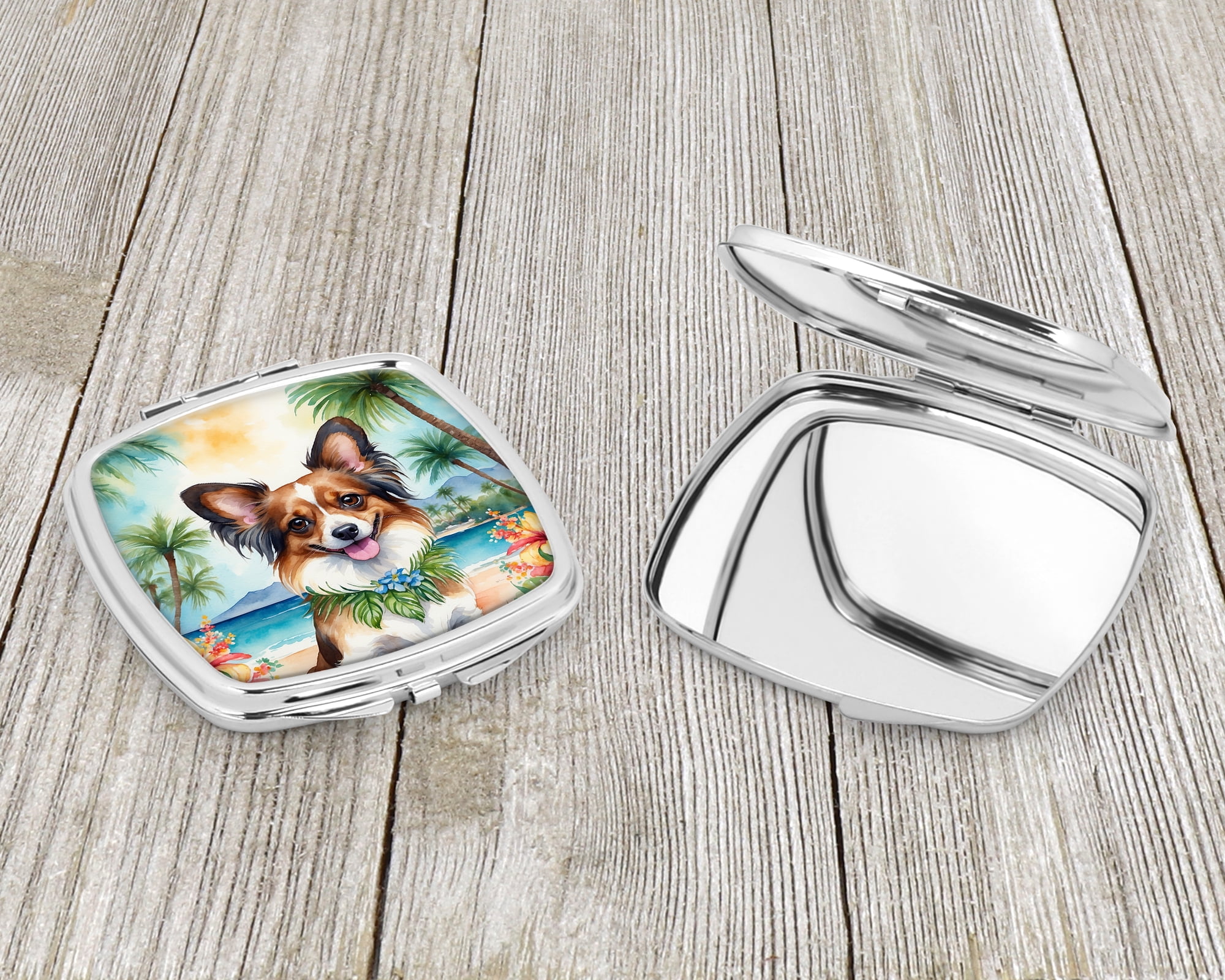 Papillon Luau Compact Mirror 2.75 in x 3 in