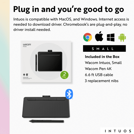 Wacom - Intuos Graphic Drawing Tablet for Mac, PC, Chromebook & Android (Small) with Software Included (Wireless) - Pistachio
