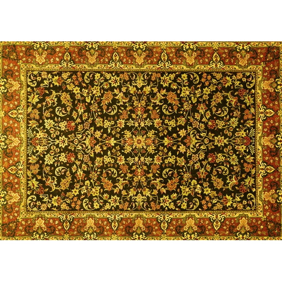 Ahgly Company Indoor Rectangle Persian Yellow Traditional Area Rugs, 3' x 5'