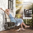 thumbnail image 3 of Outsunny 2-Person Outdoor Glider Bench w/ Center Table, Steel Frame for Backyard Garden Porch, Beige, 3 of 9