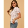 thumbnail image 4 of INSPIRE CHIC Chemise à Manches Courtes pour Femme en Coton à Imprimé Floral avec Col Peter Pan, 4 of 6