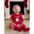 thumbnail image 4 of Loicainy Infant Baby Girl Christmas Outfit 3 6 9 12 18 Months Letters Romper with Plaid Shorts Headband Socks Clothes Set, 4 of 9