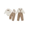 thumbnail image 2 of Spewahor Infant Baby Boys Spring Fall Outfit 0 3 6 12 18 Months Long Sleeve Lapel Button Up Romper Solid Color Suspender Pants Clothing Sets, 2 of 9