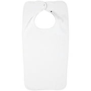 White Washable Adult Bib-Terry Cloth with Snap Closure (White)