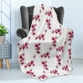 thumbnail image 4 of East Soft Flannel Fleece Throw Blanket, Watercolors Petal Flower Oriental Native Floral Pattern with Twigs, Cozy Plush for Indoor and Outdoor Use, 70" x 90", Fuchsia White, by Ambesonne, 4 of 5