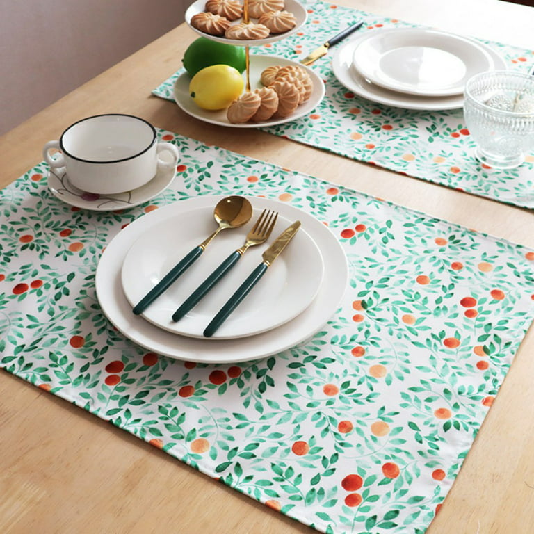 Place Mats Set of 4, Floral Print Table Placemats Cloth Washable for Family  Dining Cocktail Parties Wedding Use Spring Fall Christmas Thanksgiving