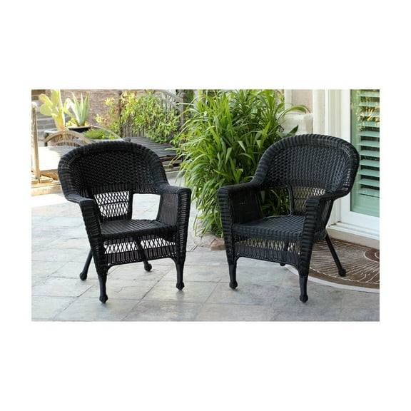 Jeco Black Wicker Chair Without Cushion - Set of 2