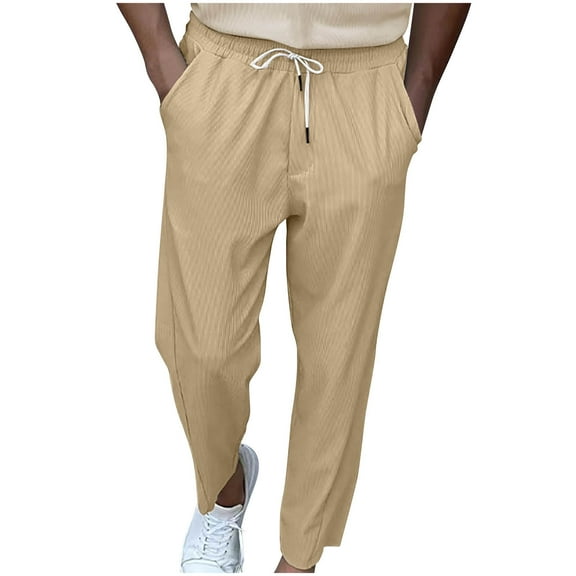 ZVNAΖH Straight Leg Sweatpants for Men and Light Weight, Casual Sport Pants Solid Drawstring Loose Fit Pants, Fashion Pants for Men 2024 Trendy On Clearance