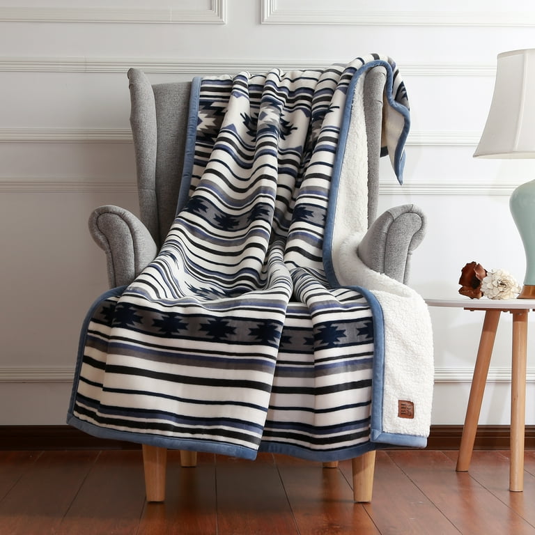 Better Homes & Gardens Oversized Sherpa Throw - Blue Aztec