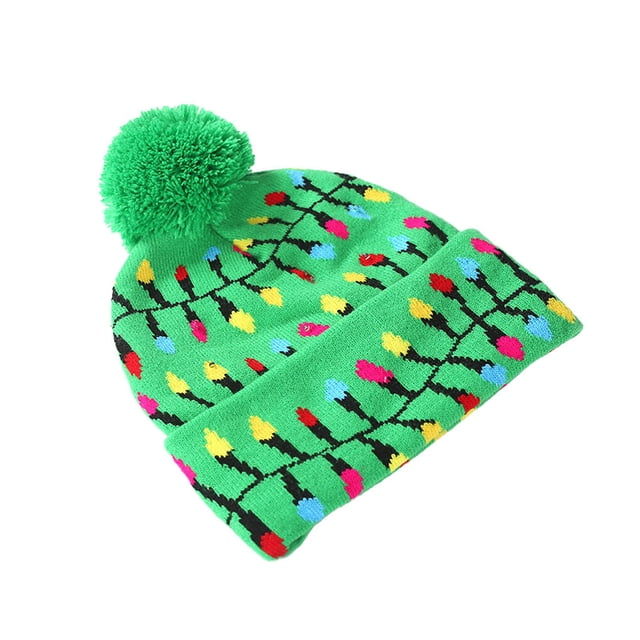 Qarigey 2021 Decoraciones de Año Nuevo LED Gorro de Navidad Suéter Gorro de Punto Navidad Sombreros Canalización navideña LED