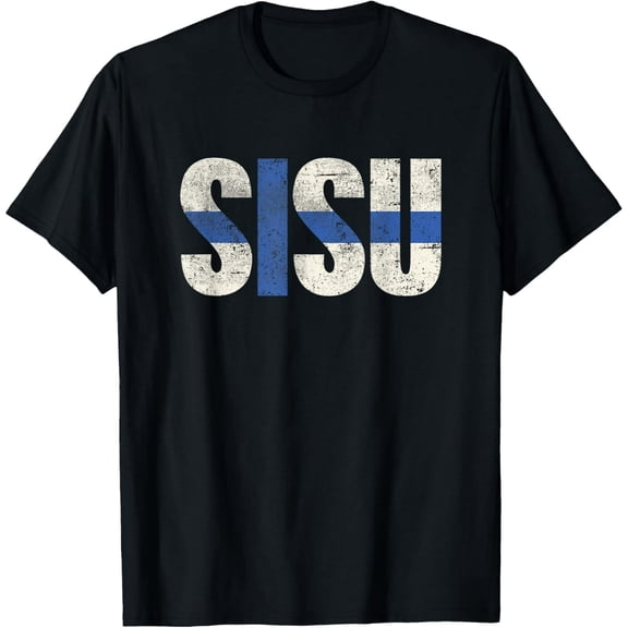 Vintage Finnish Flag Sisu Unisex Distressed Short Sleeve Graphic T-Shirt