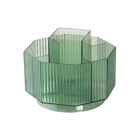 Desktop 360 degree Rotating Cosmetic Storage Box Makeup Holder for Vanity Bathroom Dark Green