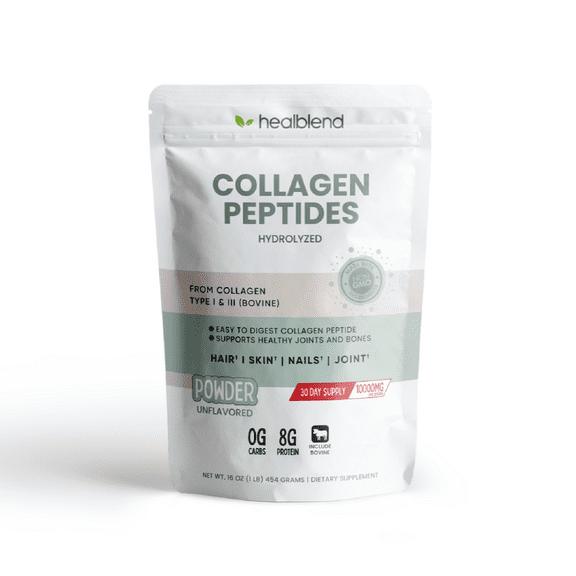 Healblend Collagen Peptides Powder, Hydrolyzed Collagen Powder Types I & III, Multi Collagen Protein Powder Supplement, Easy to Mix Drink