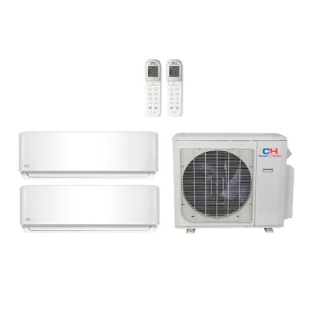 Cooper & Hunter 21,000 Btu 21.5 Seer 2-Zone Ductless Mini Split Heat Pump System - CH48MSPH230VO-CH-09MSPHWM-CH-12MSPHWM