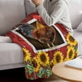 thumbnail image 3 of Sunflowers Chicken Throw Flannel Blanket Farmhouses Animal Red Wood Grain Super Soft Cozy Bed Blanket, Lightweight Plush Fuzzy Bed Throw for Bedroom Sofa Couch Living Room 50x80In,, 3 of 9