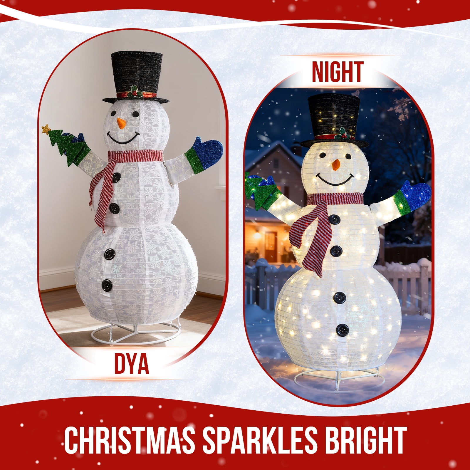 Astoutdoor Lighted Snowman Holding Small Tree Christmas Yard Decoration, Pre-Lit Pull-Up Snowman with 200 Warm White LEDs, Indoor Outdoor Holiday Display, White
