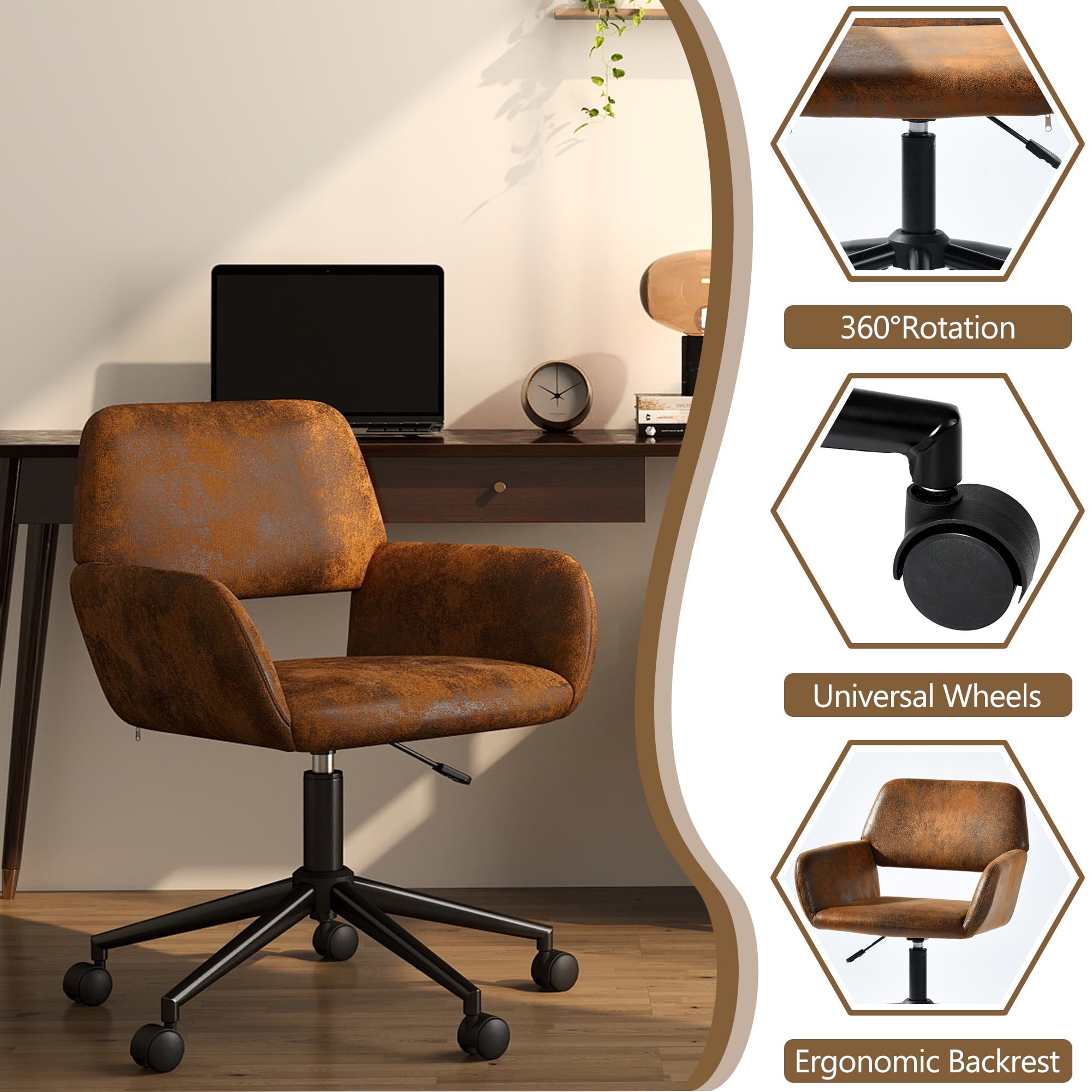 Chaises de bureau ergonomiques Homy Casa pour salle de réunion et bureau à domicile, similicuir brun