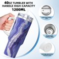 thumbnail image 3 of 40zo Ice Bar Cup With Handle Double Insulation Large Capacity Rust Prevention For Daily Travel And Other Scenes Blueviolet Marble_3, 3 of 8