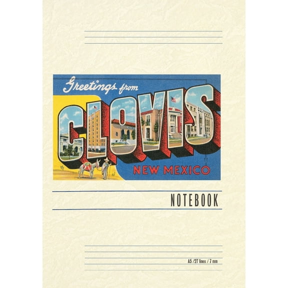 Vintage Lined Notebook Greetings from Clovis, New Mexico, (Paperback)