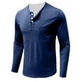 thumbnail image 3 of Lmnyox Casual Tops for Men Classic Long Sleeve Button Crew Neck Shirts Solid Color Casual Basic T Shirt with Pocket, 3 of 6