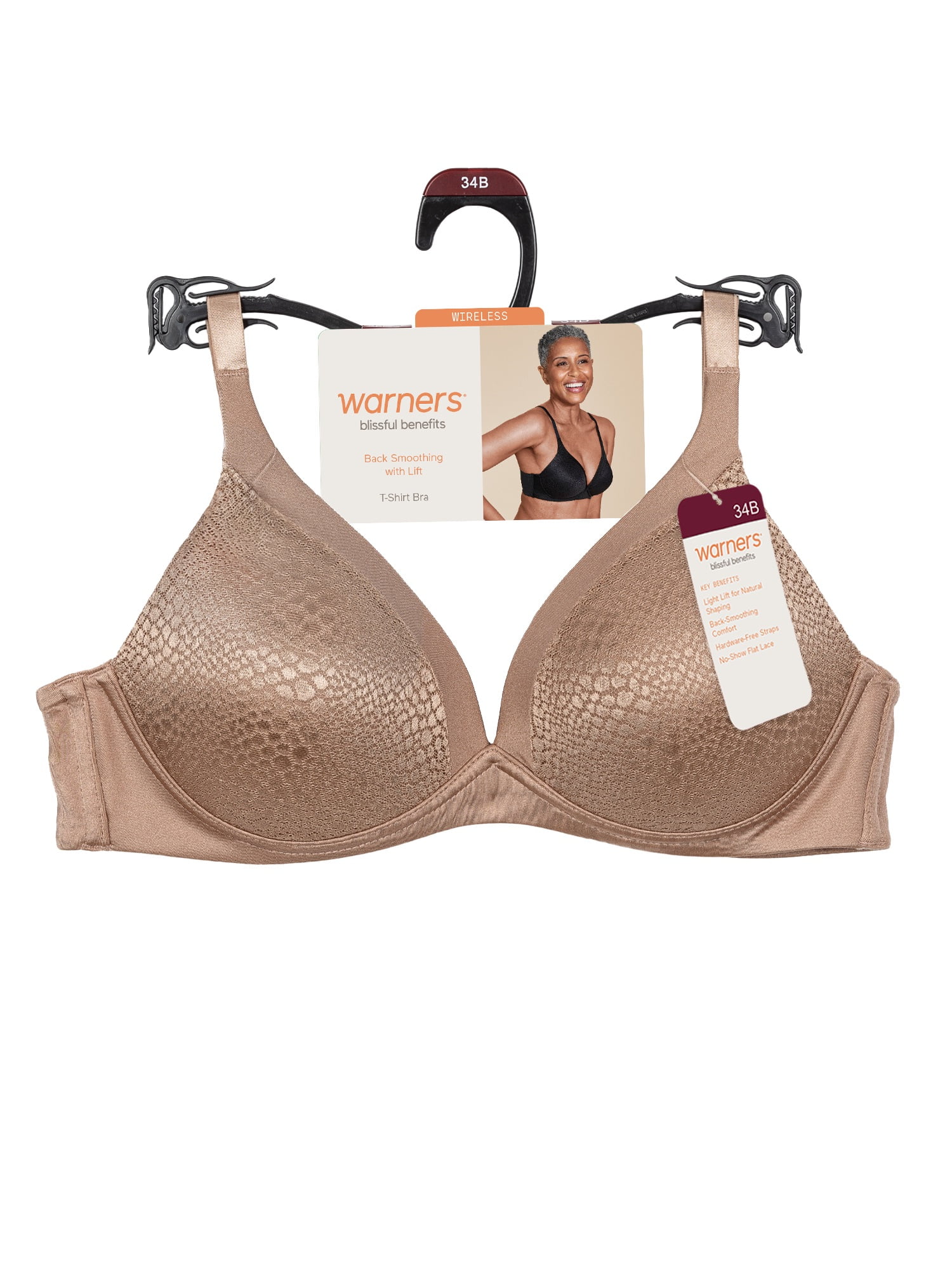 Warners Blissful Benefits Women's Back-Smoothing Comfort Wireless Lift T-Shirt Bra, 34B-40C