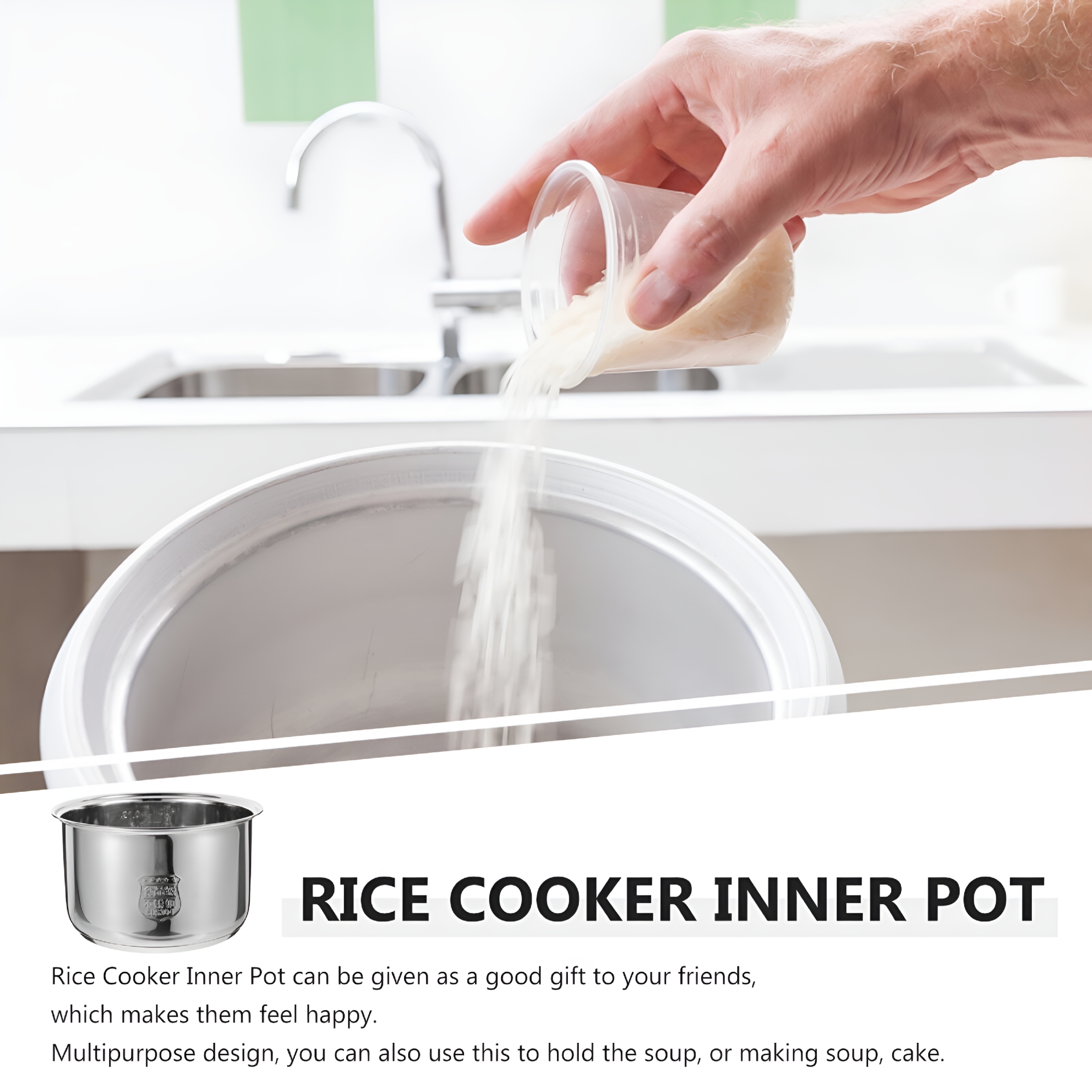 ACDANC 2026 New Stainless Steel Cookware Household Rice Cooker Inner Pot Professional Rice Cooker Pot Electric Cooker Accessory Rice Cooker Stainless Steel Inner Pot