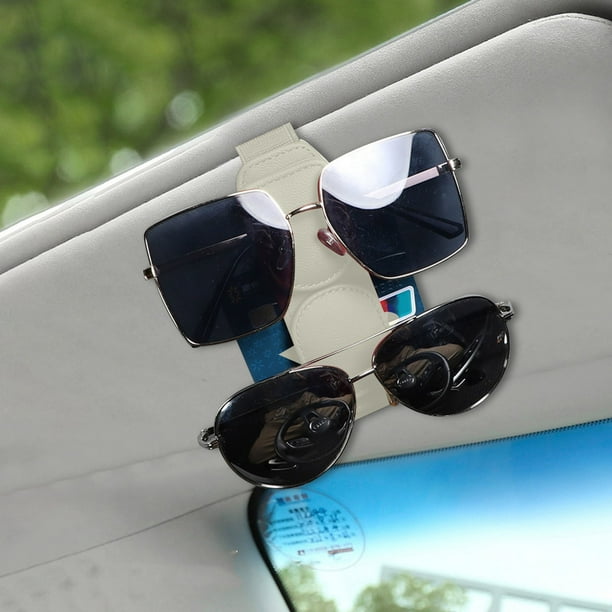 Soporte para lentes de sol, visera solar, clip magnético para coche, soporte de cuero para colgar gafas de sol, soporte rectangular para gafas de sol.