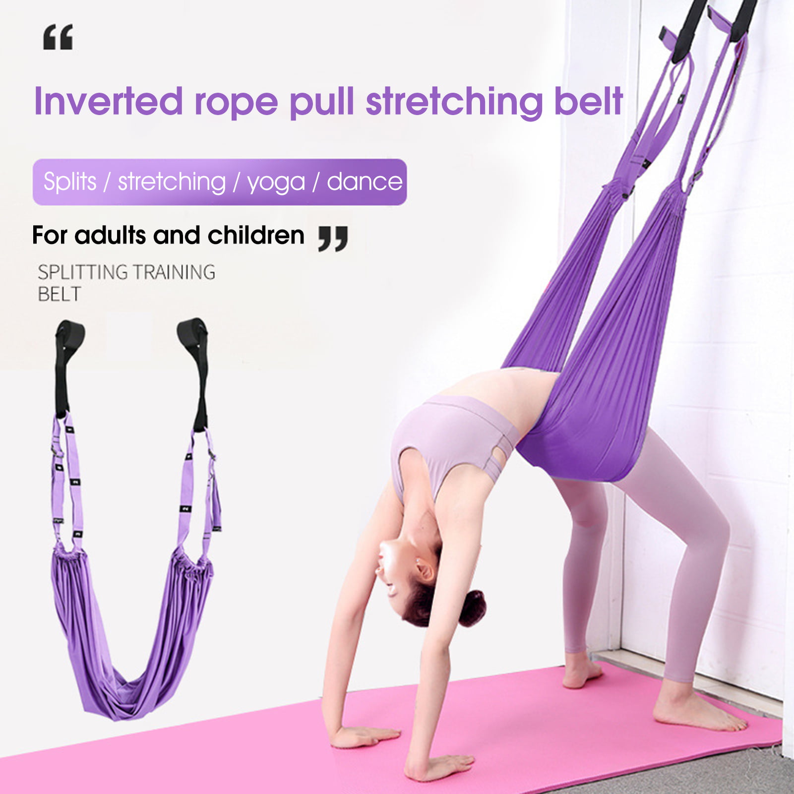 Details about   Aerial Yoga Strap Black Fitness Strap Band for Waist Trainer Leg Stretching 