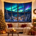 thumbnail image 3 of Aurora Borealis in Snowy Mountains with Cabins and Lake, Serene Digital Art for Nature Lovers, Wall Art Decor, Christmas Gift, Tapestry Wall Hanging for Bedroom and Living Room, 3 of 7