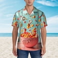 thumbnail image 2 of Balery Floating Colorful Cereal Camisas hawaianas de manga corta para hombre, camisas playeras de corte holgado, camisas de vacaciones con botones,Large, 2 of 7
