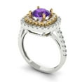 thumbnail image 2 of Clara Pucci 14K White/Yellow Gold 1.61ct Amethyst Halo Ring for Women, 2 of 8
