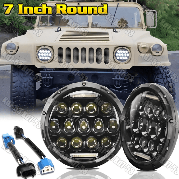 2x 7'' inch LED Headlights Hi-Lo Beam For Humvee M998 M923 M35a2 Truck